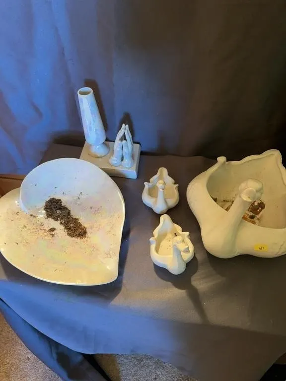 Assorted Ceramic Decorative Vessels Swan Planters