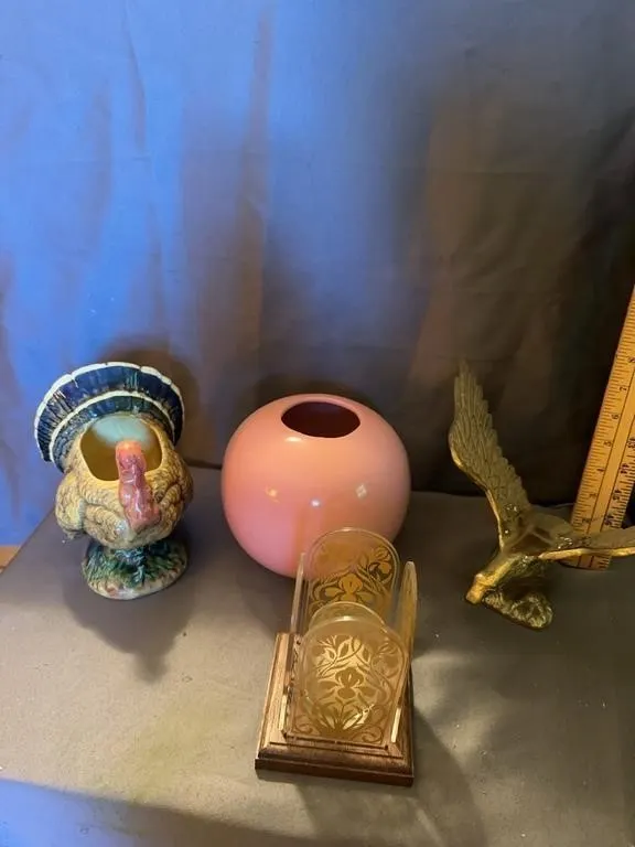 Eclectic Home Decor Lot Ceramic Turkey Planter Bra