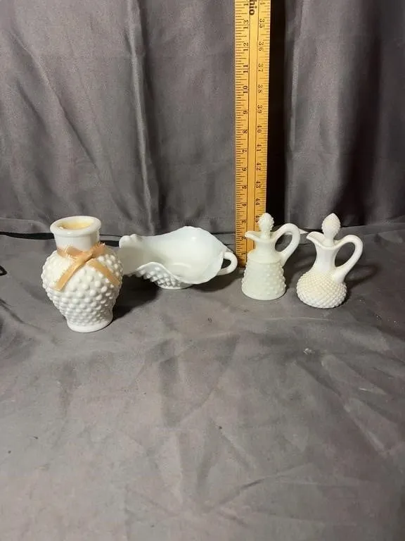 Fenton White Hobnail Milk Glass Miniature Cruets V