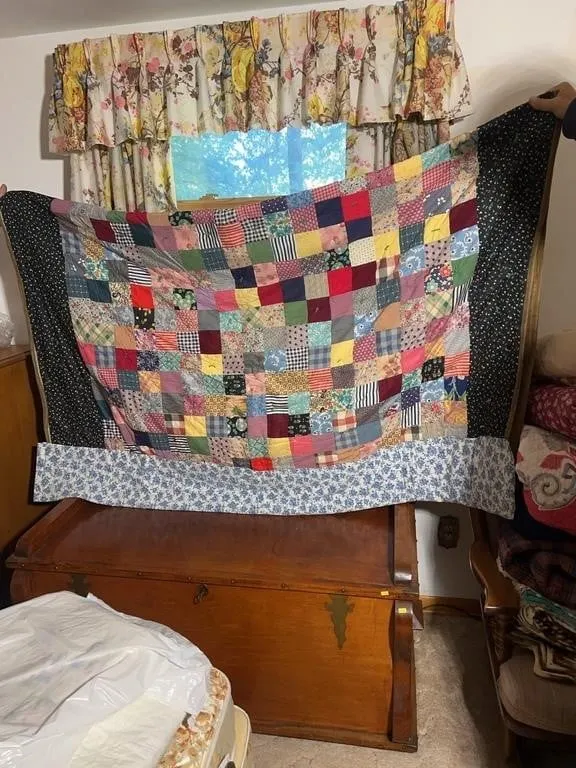 Handmade Patchwork Square Block Hand Tied Quilt Bl