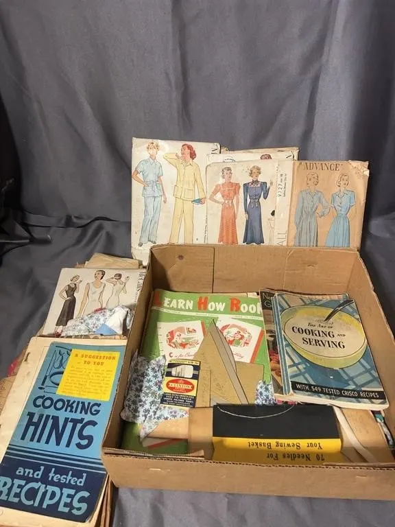 Mid-Century Sewing Patterns Cookbooks and Needlewo