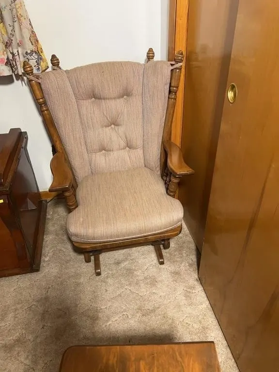 High Back Wooden Glider Rocking Chair with Cushion