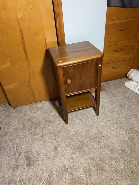 Hardwood Single Door Bedside Stand with Lower Shel