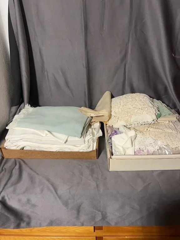 Assorted Crocheted Lace Doilies Tablecloths and Ho