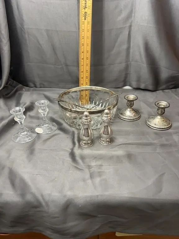 Silverplate and Lead Crystal Tableware Candlestick