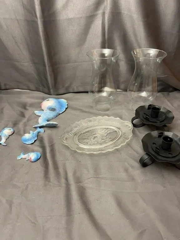 Assorted Home Decor Lot with Bicentennial Glass an