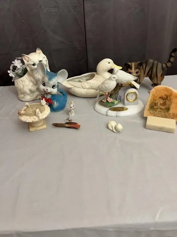 Collection of Animal Figurines Planters and Religi