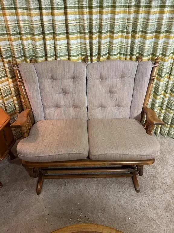 Traditional Four Post High Back Wooden Glider Love
