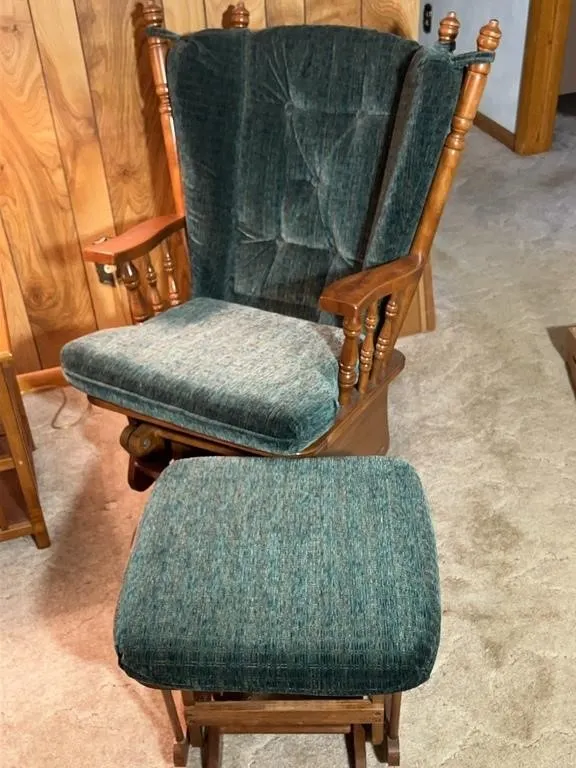 Oak Glider Rocker Armchair with Matching Gliding O