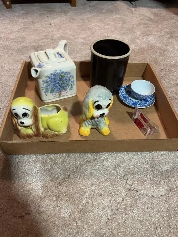 Assorted Ceramic Novelties Including Dog Planters