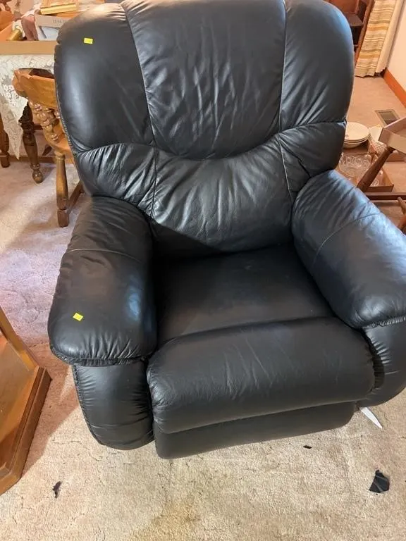 La-Z-Boy Navy Leather Rocker Recliner Armchair