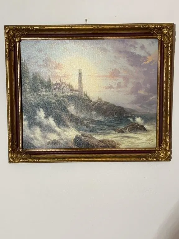 Framed Thomas Kinkade Clearing Storms Lighthouse S