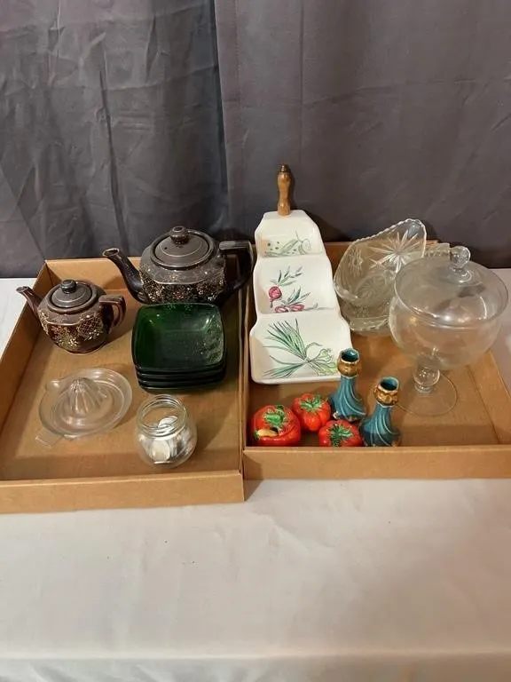 Assorted Glassware Ceramics Shell Oil Game Tokens