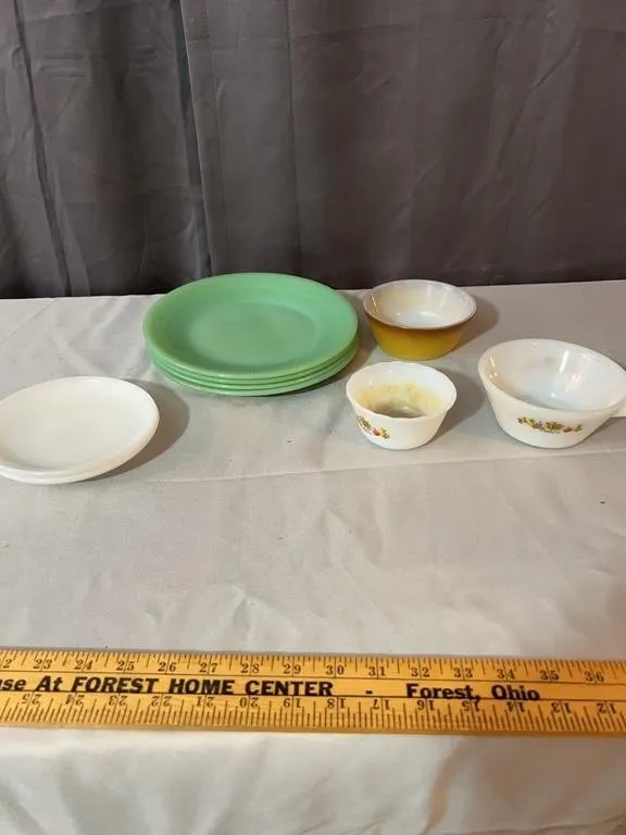 Fire-King Jadeite Plates and Milk Glass Bowls Coll