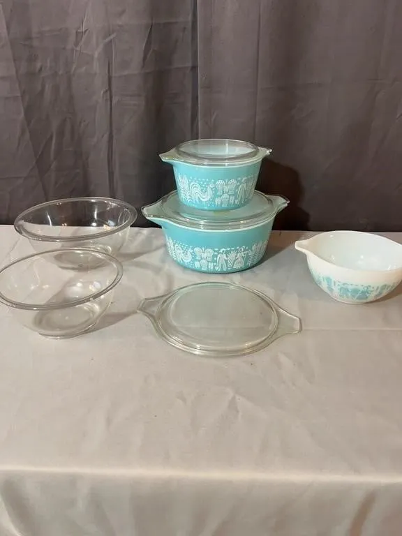 Pyrex Butterprint Turquoise Casserole Dishes and G