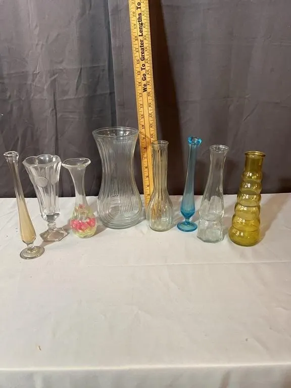 Assorted Clear and Colored Pressed and Blown Glass