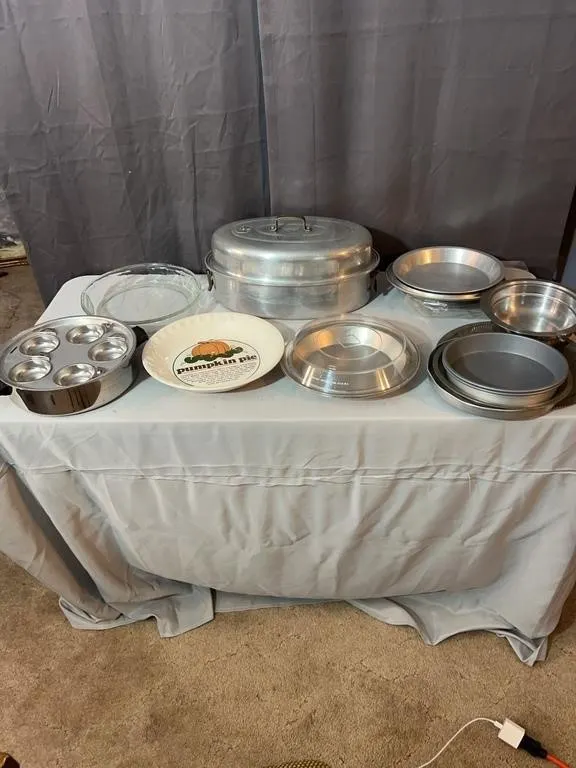 Assorted Metal and Glass Bakeware with Roaster and