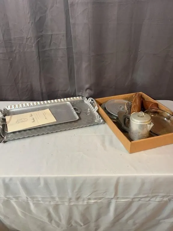 Kitchenalia Grouping with Hammered Aluminum Trays