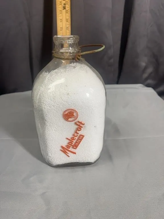 Maplecroft Farm Glass Milk Bottle With Wire Bail H
