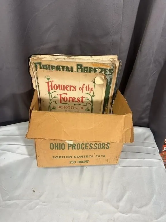 Antique Sheet Music Ephemera Collection in Carton