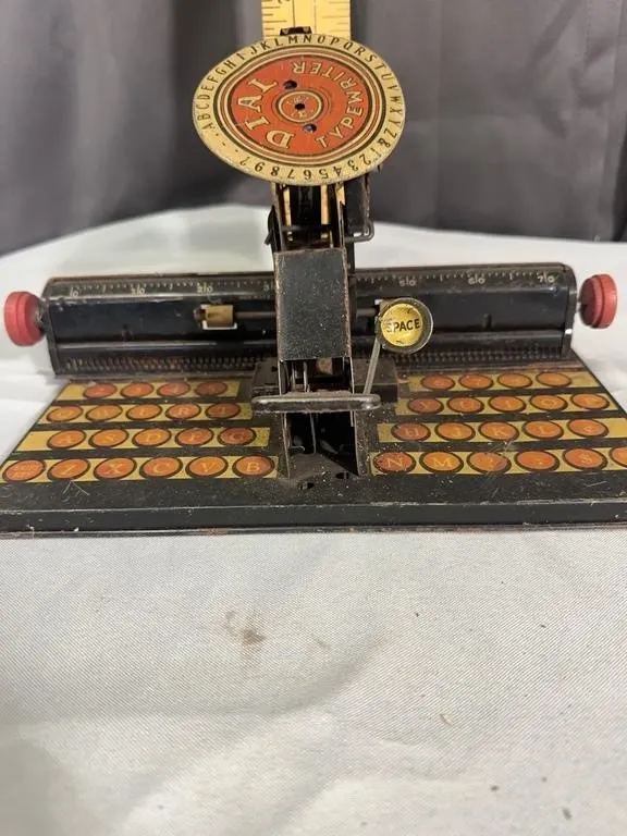 Antique Louis Marx Tin Lithograph Dial Toy Typewri