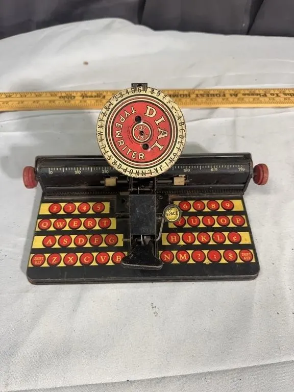 Antique Louis Marx Dial Typewriter Lithographed Ti