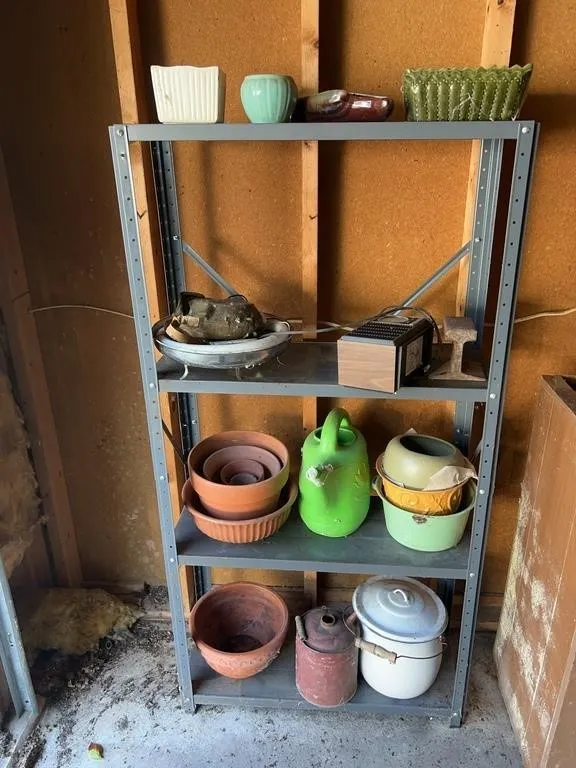 Four-Tier Metal Utility Shelving Unit with Planter