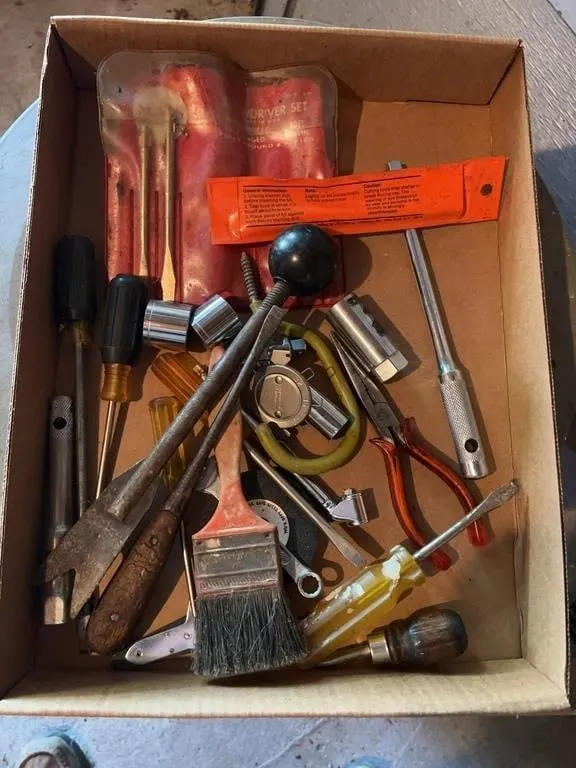 Assorted Hand Tools Screwdrivers Pliers Sockets an