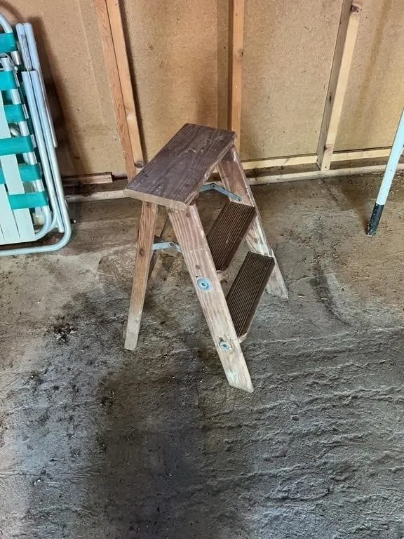 Wooden Two Step Folding Utility Ladder Step Stool