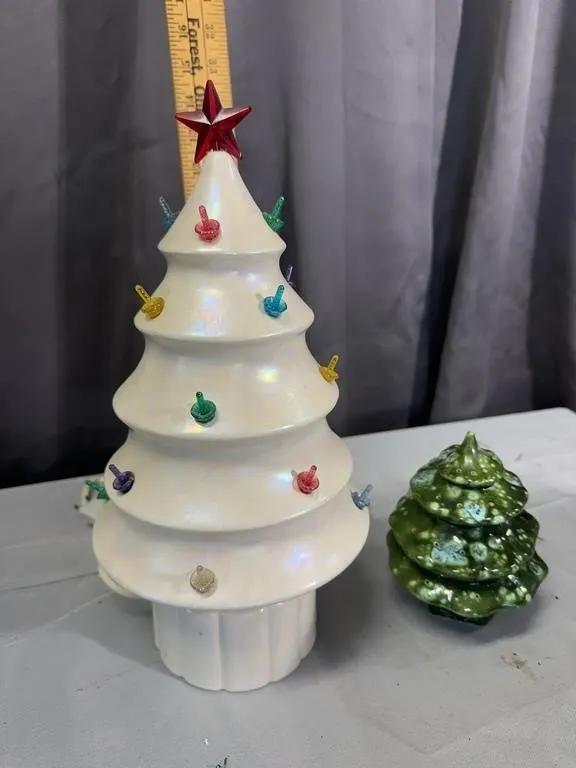 Vintage Ceramic Iridescent Lighted Christmas Tree