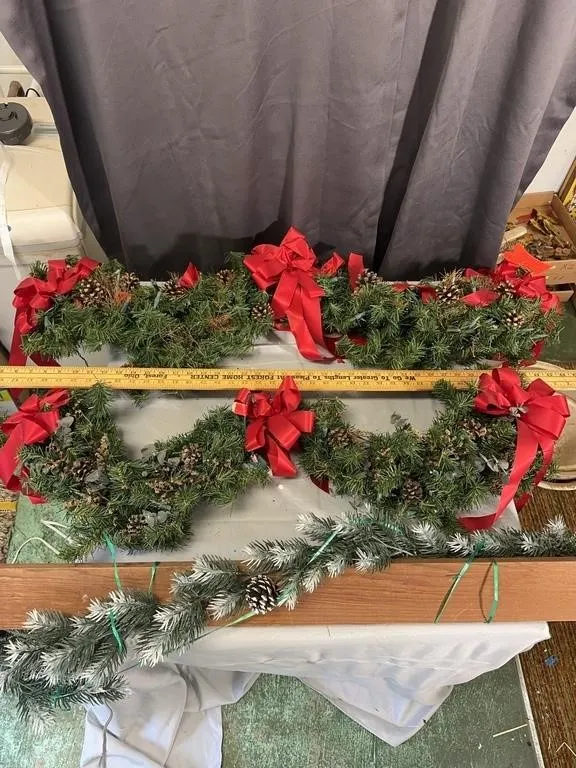 Pre-Lit Artificial Holiday Pine Garlands with Fros