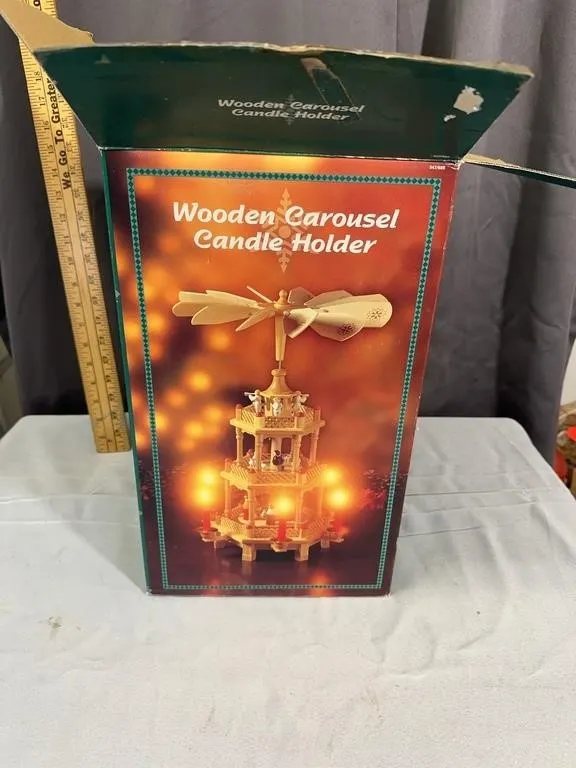Three Tier Wooden Christmas Nativity Pyramid Carou
