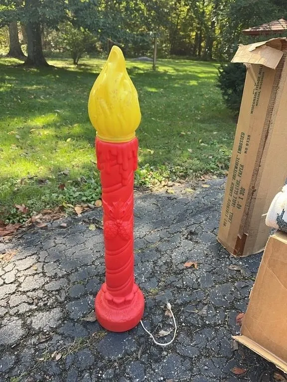 Vintage Poloron Christmas Candle Blow Mold Yard De