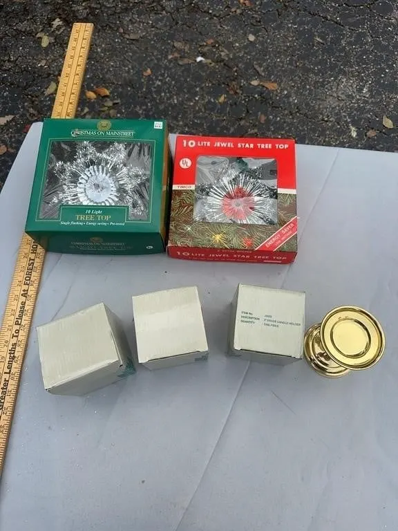Lighted Christmas Tree Toppers and PartyLite Brass