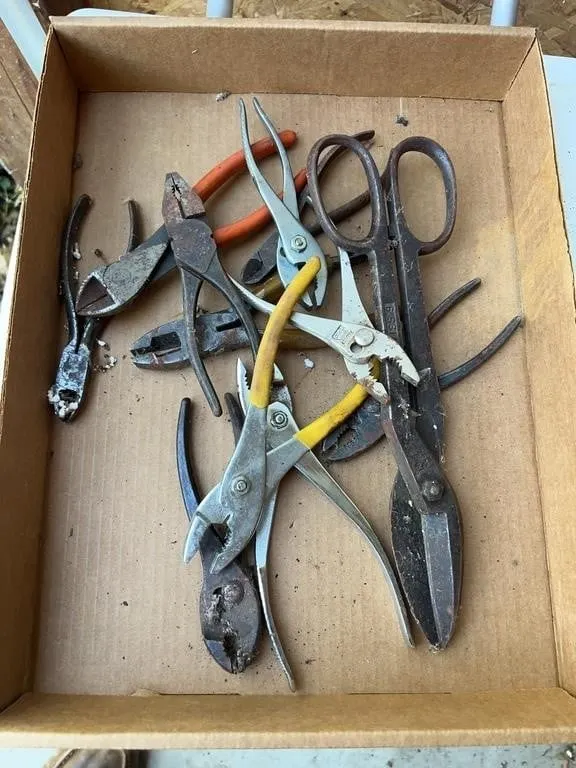Assorted Hand Tools Pliers Cutters Tin Snips Lot
