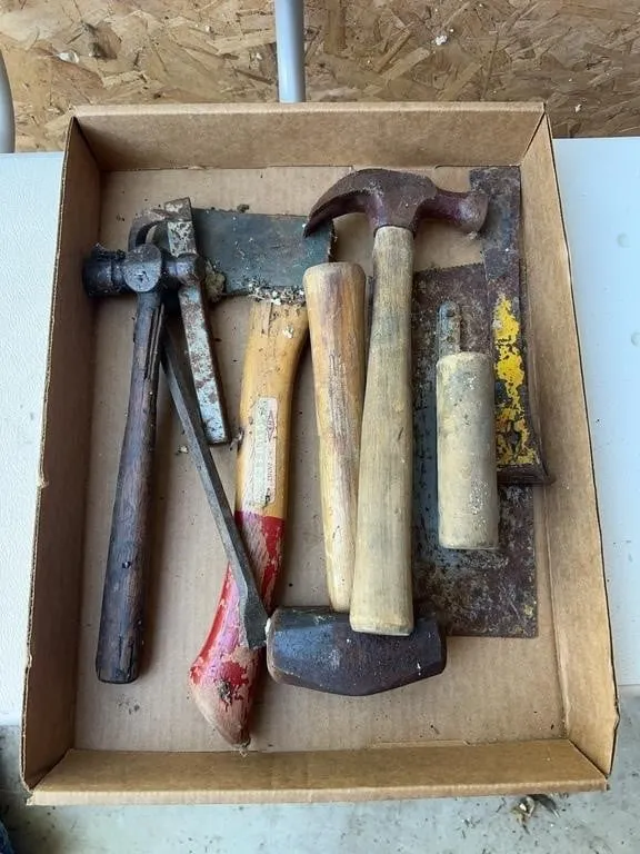 Assorted Hand Tools Lot Including Hammers Hatchet
