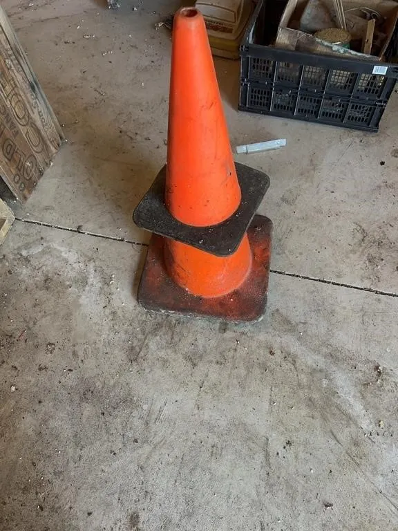 Pair of Orange PVC Traffic Safety Cones with Black