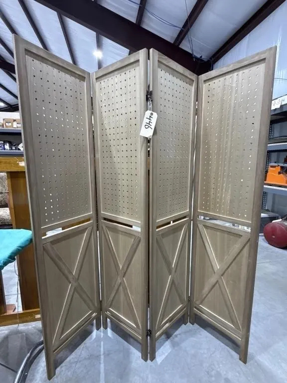 Peg Board 4-Pane Room Divider 64"L x 67"H
