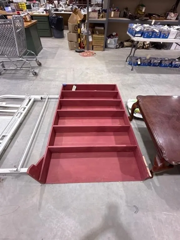5-Tiered Red Book Shelf 42"L x 6"W x 67"H