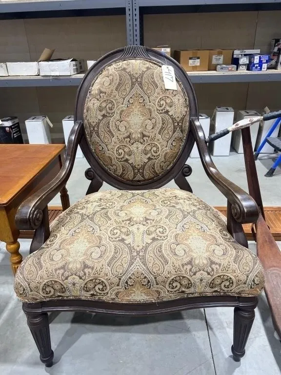 Wood/Cloth Upholstered Arm Chair