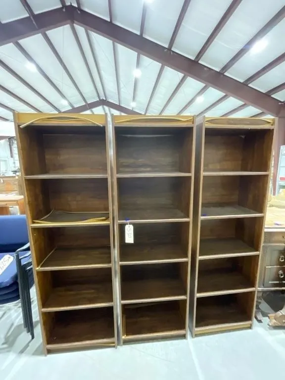 3 - Wooden Book Shelves - 5-Shelves ea 22"x12"x7