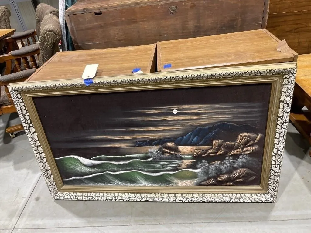 Framed 3D Velvet Painting 52"x30"