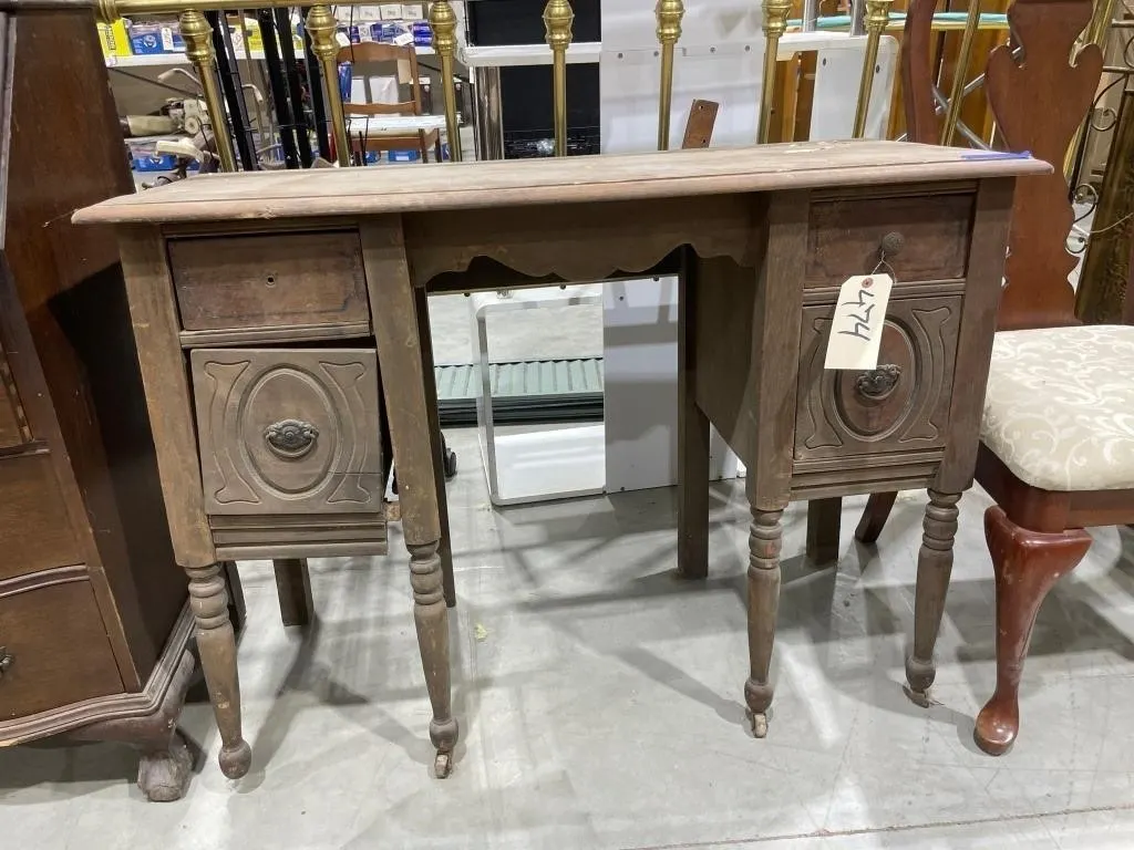 Vintage 4-Drawer Wheeled Vanity - As Is