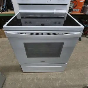 Whirlpool White Electric Range with Smooth Black Glass Cooktop and Digital Display