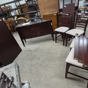 Dark Cherry Wood Buffet Sideboard Cabinet 37”×58”×17” with Two Doors and Four Center Drawers and
