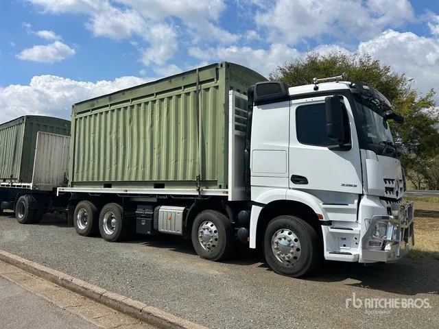 2021 Mercedes Benz Actros 3253 8x4x4 Hydraulic Tipping Flatbed T/A Sleeper Truck Tractor