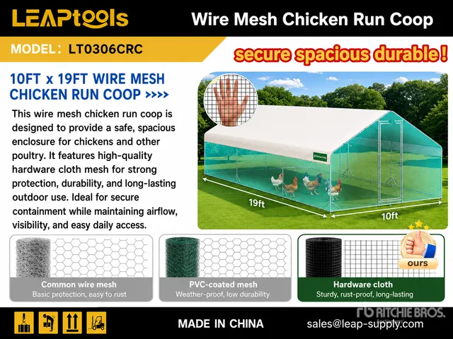 Quantity of (2) 2026 LEAPtools LT0306CRC 19 ft x 10 ft Wire Mesh Chicken Run Coop (Unused)