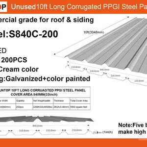 Quantity of (200) 2026 SUNTOP S840C-200 33 in x 10 ft Corrugated Galvalume Steel Panels (Unused)