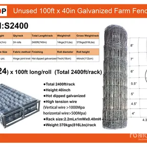 Quantity of (24) 2026 SUNTOP S2400 100 ft x 40 in Galvanized Farm Fencing (Unused)