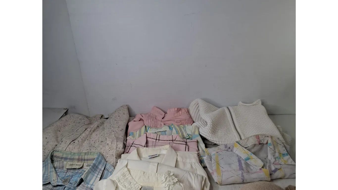 Cardigan, Pink Shirt, Various Cotton Shirts, Bra ( all female clothing size small-large)